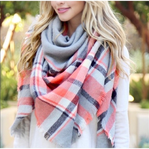 Blossom Boutique Accessories - 1 LEFT! Women's Lightweight Cute Trendy Fall Plaid Blanket Fringe Wrap Scarf